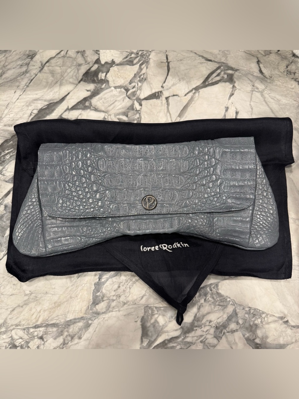 Loree Rodkin Gray Crocodile Clutch